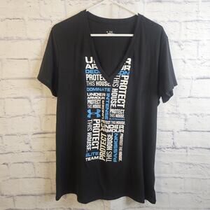 Under Armour Women’s Black V-Neck Protect This House Shirt Size XL